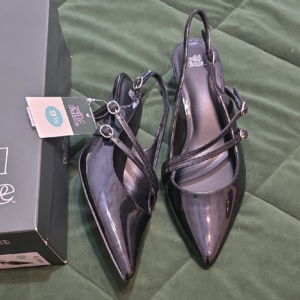 Women's Sasha Buckle Slingback Kitten Heels with Memory Foam Insole - Wild Fable
